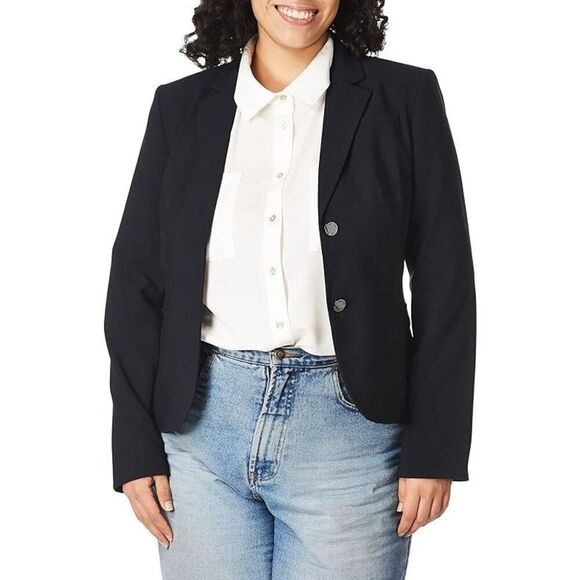 Calvin Klein Women's Two Button Lux Blazer Navy Size 6P - Picture 1 of 9